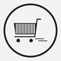Shopping trolley icon for transporting goods in store vector