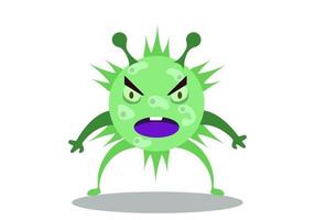 vector graphic of cute bacteria character running.