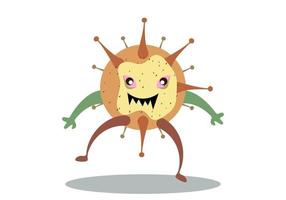 Illustration vector graphic of cute bacteria character running.