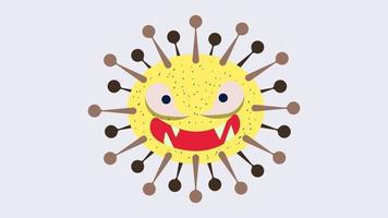 gráfico de vector de ilustración de carácter lindo de gérmenes, bacterias y virus. microbio, patógeno, icono de virus. Ilustración de dibujos animados de vector de un virus. germen de dibujos animados lindo en el diseño de estilo plano.