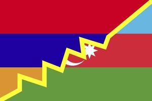 gráfico de vector de ilustración de armenia frente a la bandera nacional de azerbaiyán. conflicto armenia-azerbaiyán 2020. armenia contra azerbaiyán. bueno para fondo de plantilla, pancarta, póster, etc.