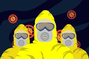 Illustration of image man in protective hazmat suit and no virus sign vector