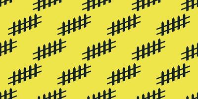 Seamless pattern of fence design isolated on yellow background. vector