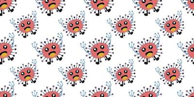 Seamless pattern of Cute cartoon germ in flat style design isolated on white background. Bacteriology concept design. Cartoon microbes. vector