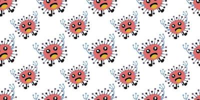 Seamless pattern of Cute cartoon germ in flat style design isolated on white background. Bacteriology concept design. Cartoon microbes. vector