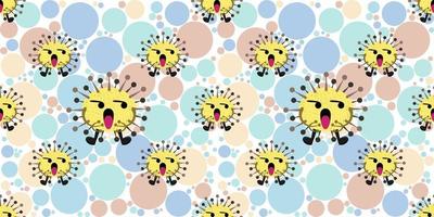 seamless pattern of Cute cartoon microbes in flat style design. vector