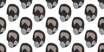 Vector graphic of gas masks seamless pattern on white background.
