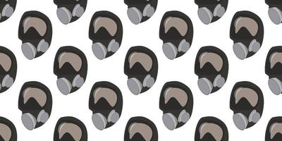 Vector graphic of gas masks seamless pattern on white background.