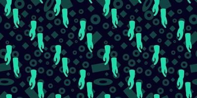 Seamless pattern of green gloves design on memphis element background vector