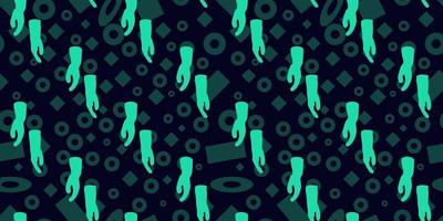 Seamless pattern of green gloves design on memphis element background vector