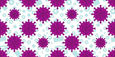 Seamless pattern of Virus Cell icon on memphis element background. vector