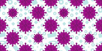 Seamless pattern of Virus Cell icon on memphis element background. vector