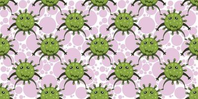 Seamless pattern of Cute cartoon microbes in flat style design. vector