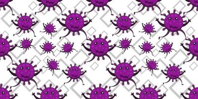 Seamless pattern of Cute cartoon germ in flat style design. Bacteriology concept design. Cartoon microbes. vector