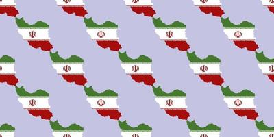 Seamless pattern of Map of Iran with flag isolated on blue background vector