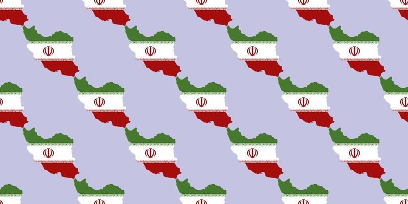 Seamless pattern of Map of Iran with flag isolated on blue background