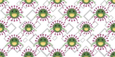 Seamless pattern of Cartoon microbes in flat style design. vector