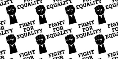 Seamless pattern of black silhouette rised fist in the air isolated on a white background. Raised Fist Hand Protest. Human hand up in the air. fight for equality. vector