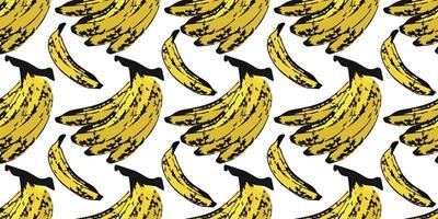 Seamless pattern of extra ripe bunch of bananas and single banana. vector