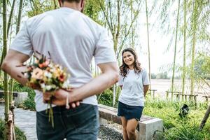 Happy Smiling Couple diversity in love moment together photo