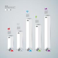 Paper art graph and icons vector