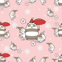 Seamless pattern panda and cats in Christmas vector