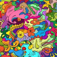 Abstract doodle vector background with colorful paint