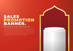 Banner de promoción de ventas para la venta de Ramadán con pedestal circular, zócalo, pilar o escenario de exhibición.