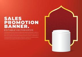 Banner de promoción de ventas para la venta de Ramadán con pedestal circular, zócalo, pilar o escenario de exhibición.