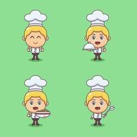 Set cute cartoon chef vector