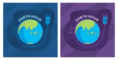 Conjunto de ilustración de vector de cartel de diseño de banner de hora de la tierra.