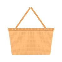 Empty wicker picnic basket. Willow hamper vector