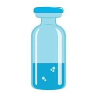 Blue vaccine or drug vial. Treatment or vaccination concept vector