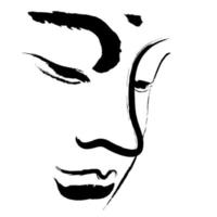 Buddha's face use brush stroke painting on white background vector