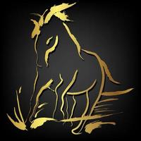 horse run ,illustration use golden brush