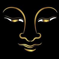 Face of buddha with golden border isolate on black background vector