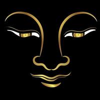 Face of buddha with golden border isolate on black background vector