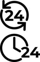 Time and clock line 24 hour icons vector