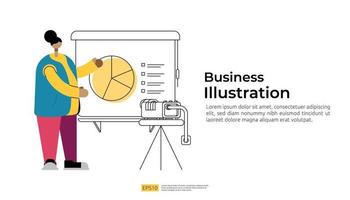 presentation speaker on business meeting with chart board vector