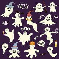 Set of Halloween scary ghosts. vector
