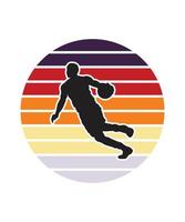 plantilla de diseño de puesta de sol retro de baloncesto vector