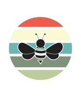 Bees Retro Sunset Design template vector