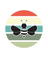 plantilla de diseño de puesta de sol retro de abejas vector