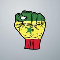 Senegal Flag with Hand Design vector