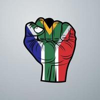 bandera de sudáfrica con diseño de mano vector