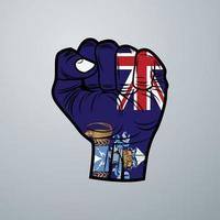 Tristan da Cunha Flag with Hand Design vector