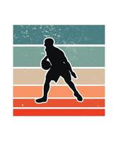 plantilla de diseño de puesta de sol retro de baloncesto vector