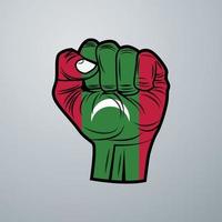 Maldives Flag with Hand Design vector