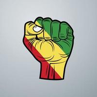 Republic of the Congo Flag with Hand Design vector