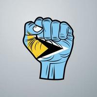 Saint Lucia Flag with Hand Design vector